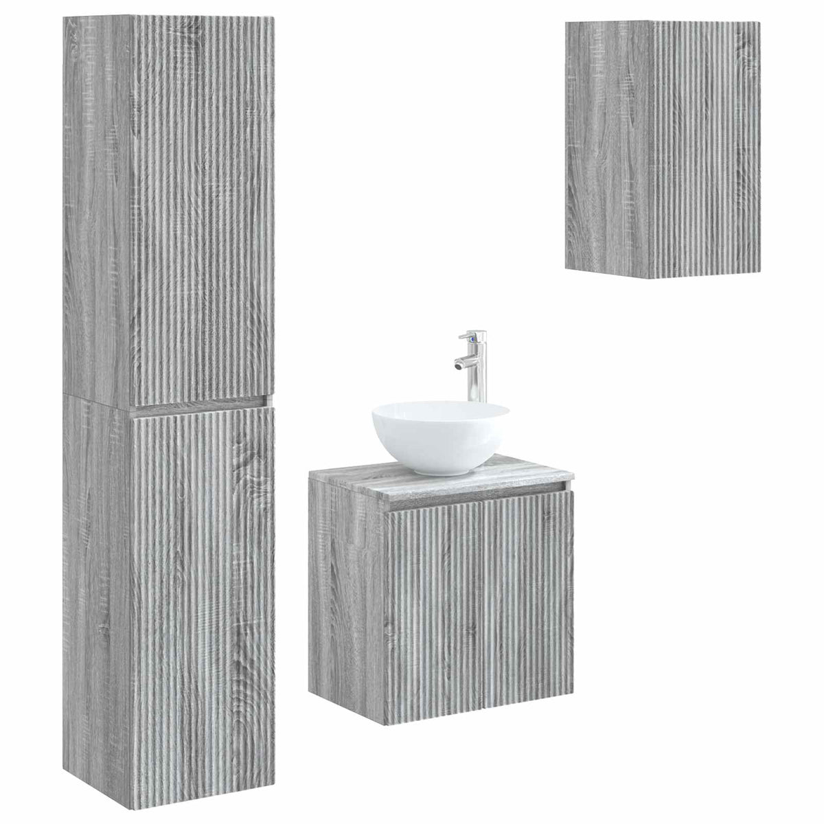 Bathroom Cabinet Set 3 pcs 33 x 34.5 x 160 cm Grey sonoma