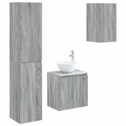 Bathroom Cabinet Set 3 pcs 33 x 34.5 x 160 cm Grey sonoma