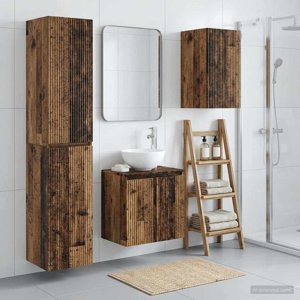 vidaXL Bathroom Furniture Set 3 pcs Old Wood 33 x 34.5 x 160 cm 1