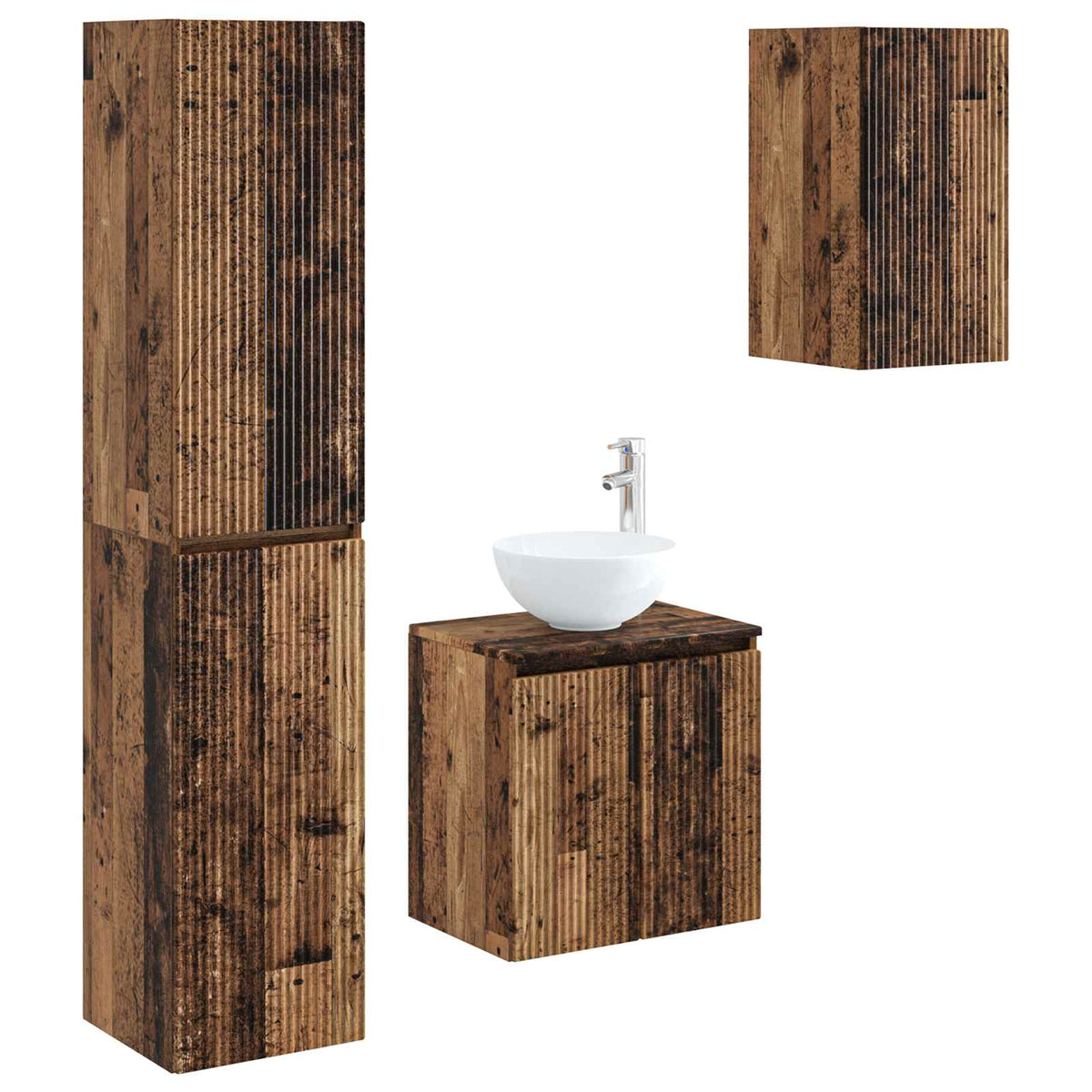 vidaXL Bathroom Furniture Set 3 pcs Old Wood 33 x 34.5 x 160 cm 2