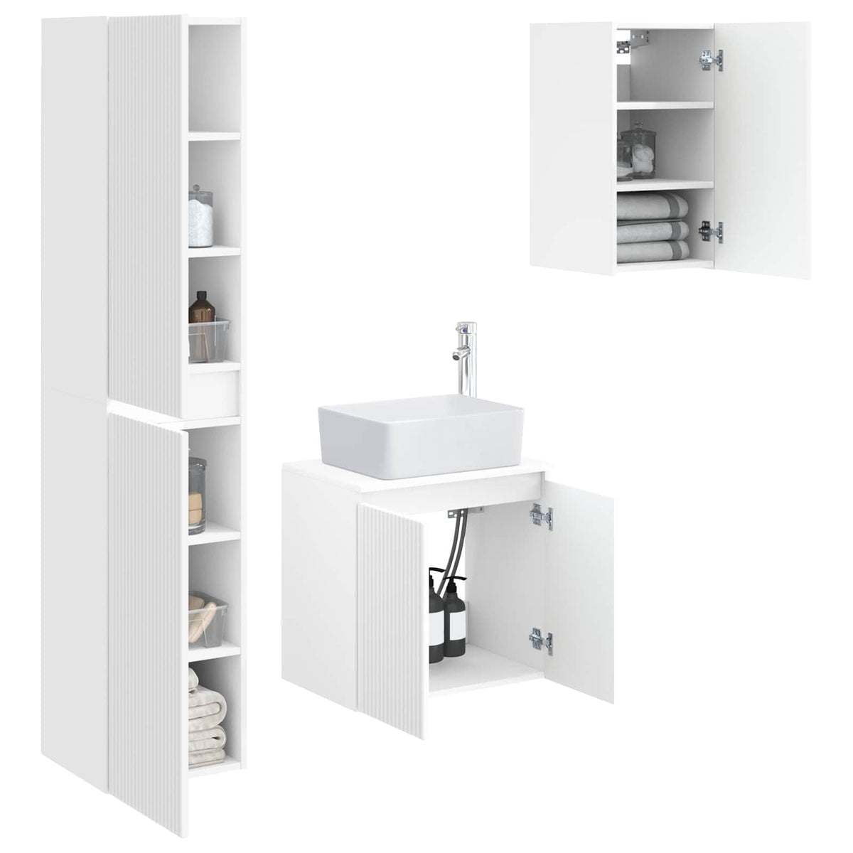 vidaXL Bathroom Furniture Set 3 pcs White 33 x 34.5 x 160 cm 3