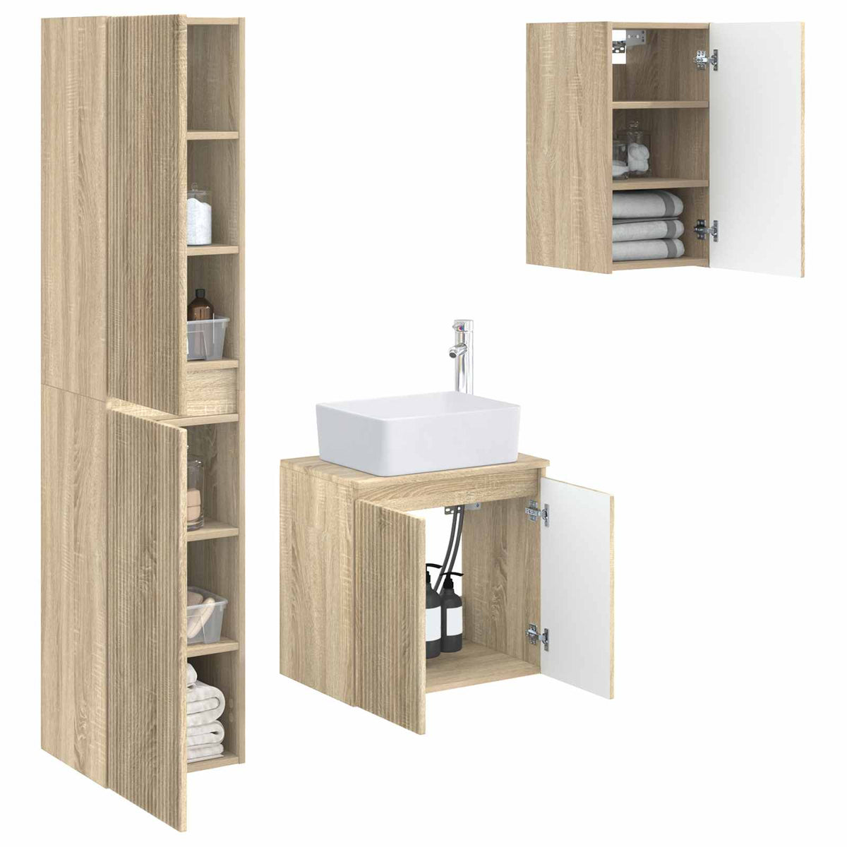 vidaXL Bathroom Furniture Set 3 pcs Sonoma Oak 33 x 34.5 x 160 cm 3