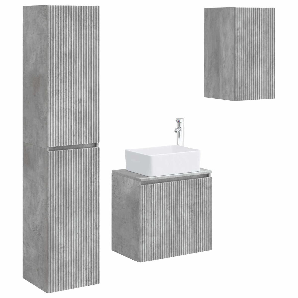 vidaXL Bathroom Furniture Set 3 pcs Concrete Grey 33 x 34.5 x 160 cm 2