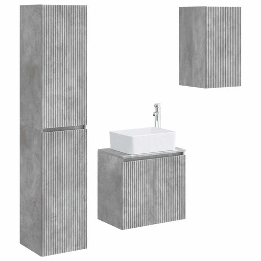Bathroom Cabinet Set 3 pcs 33 x 34.5 x 160 cm Concrete grey