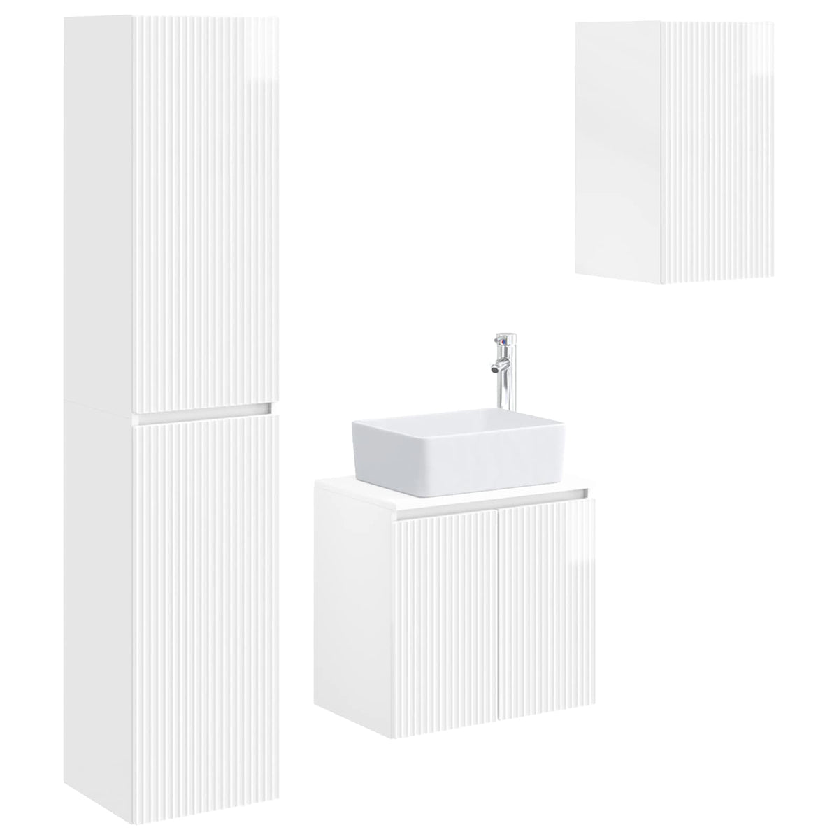 vidaXL Bathroom Furniture Set 3 pcs High Gloss White 2
