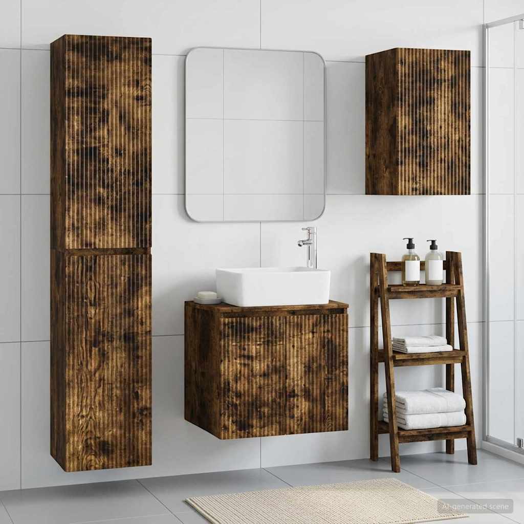 vidaXL Bathroom Furniture Set 3 pcs Smoked Oak 33 x 34.5 x 160 cm 1