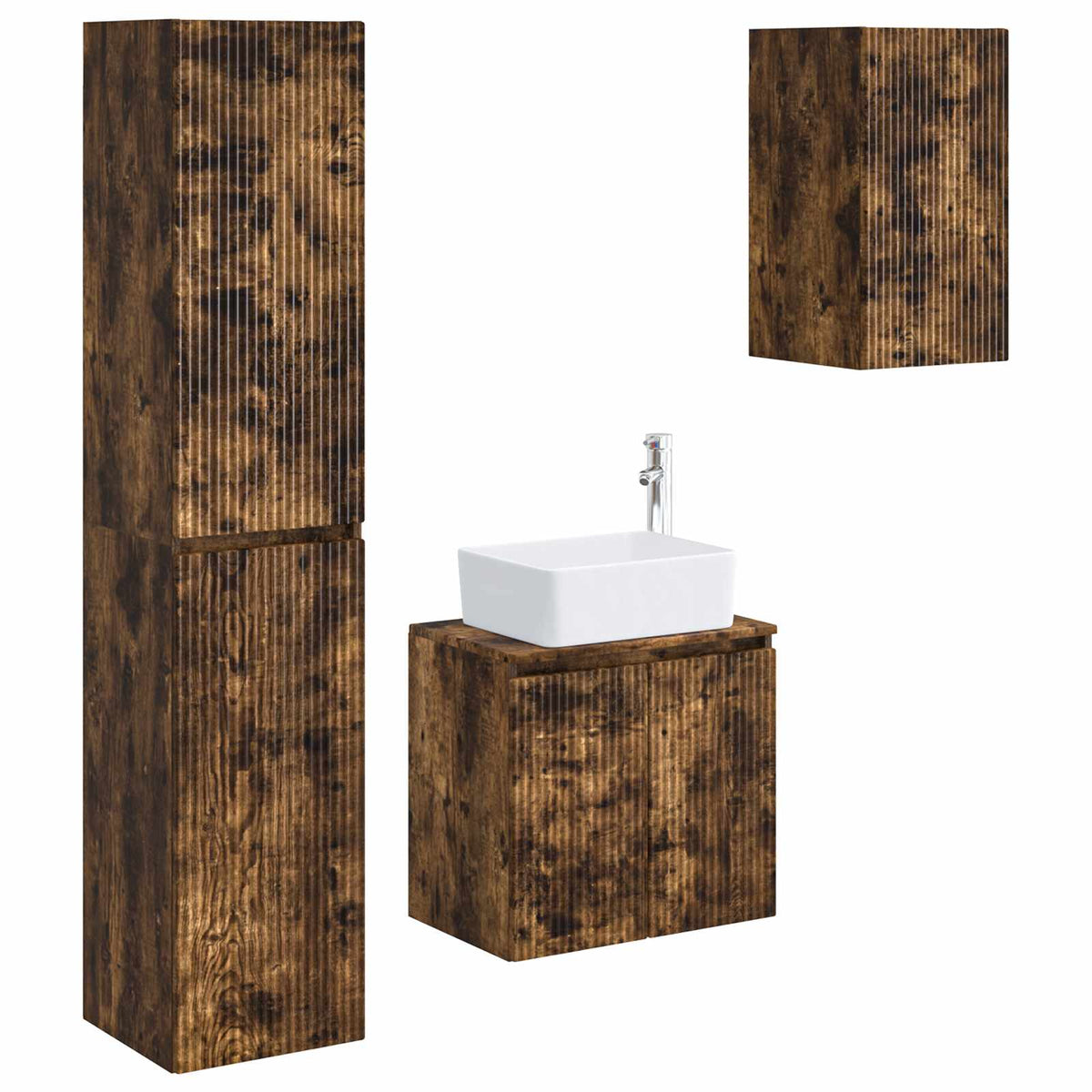 vidaXL Bathroom Furniture Set 3 pcs Smoked Oak 33 x 34.5 x 160 cm 2
