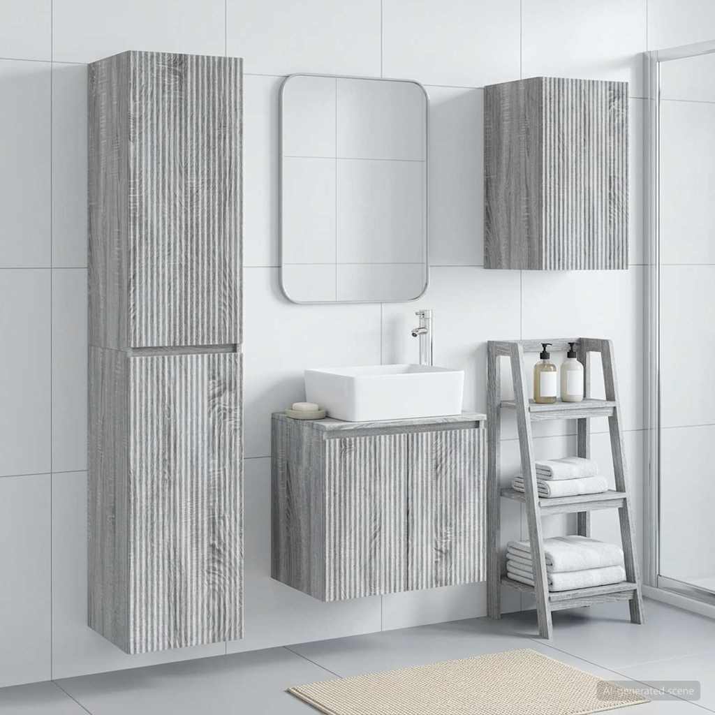 vidaXL Bathroom Furniture Set 3 pcs Grey Sonoma 33 x 34.5 x 160 cm 1