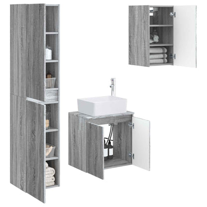 Bathroom Cabinet Set 3 pcs 33 x 34.5 x 160 cm Grey sonoma