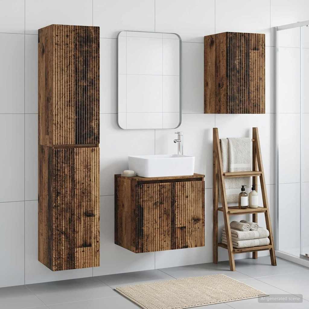 vidaXL Bathroom Furniture Set 3 pcs Old Wood 33 x 34.5 x 160 cm 1