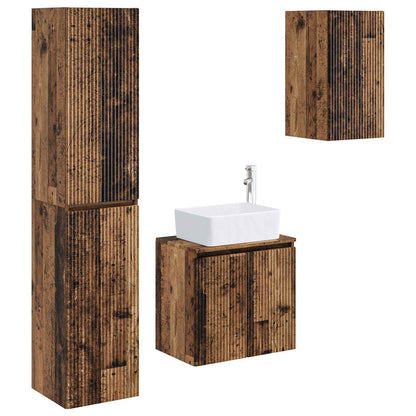 vidaXL Bathroom Furniture Set 3 pcs Old Wood 33 x 34.5 x 160 cm 2