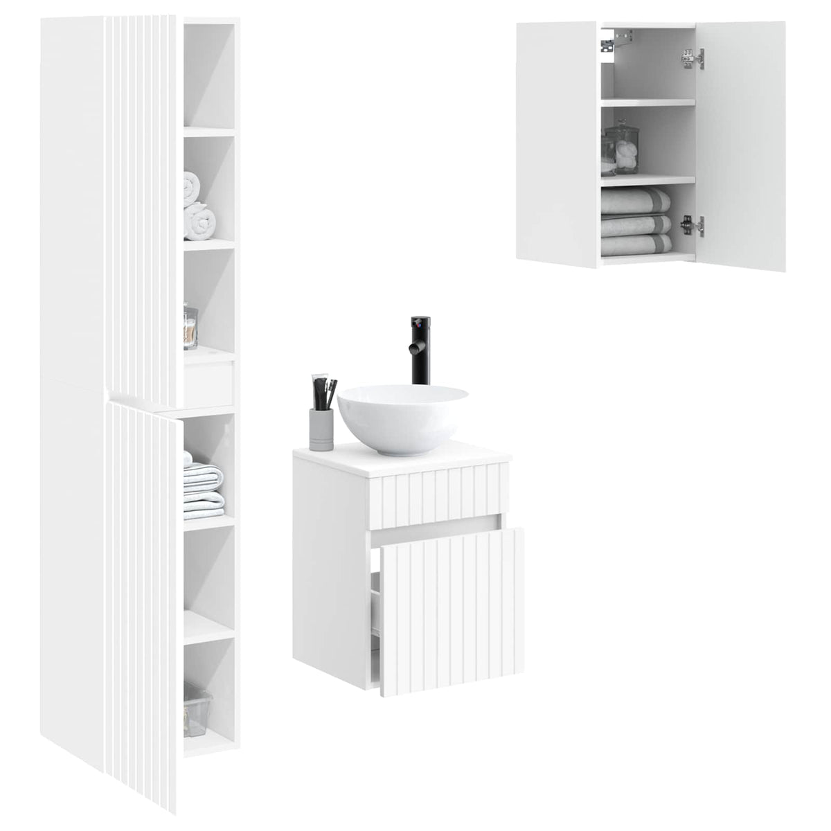 vidaXL Bathroom Furniture Set 3 pcs White 33 x 34.5 x 160 cm 3