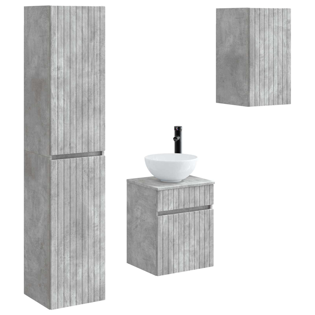 vidaXL Bathroom Furniture Set 3 pcs Concrete Grey 33 x 34.5 x 160 cm 2