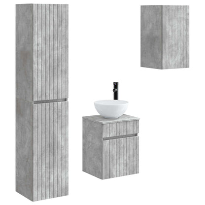 vidaXL Bathroom Furniture Set 3 pcs Concrete Grey 33 x 34.5 x 160 cm 2