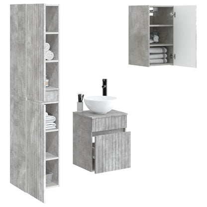 vidaXL Bathroom Furniture Set 3 pcs Concrete Grey 33 x 34.5 x 160 cm 3