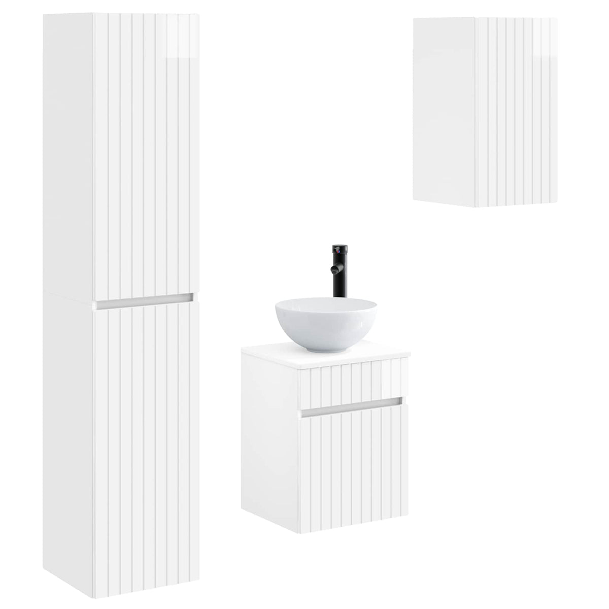 vidaXL Bathroom Furniture Set 3 pcs High Gloss White 2
