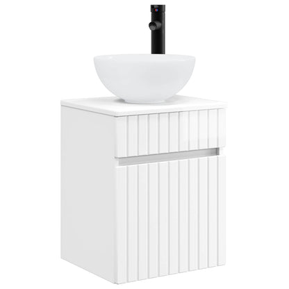 vidaXL Bathroom Furniture Set 3 pcs High Gloss White 5