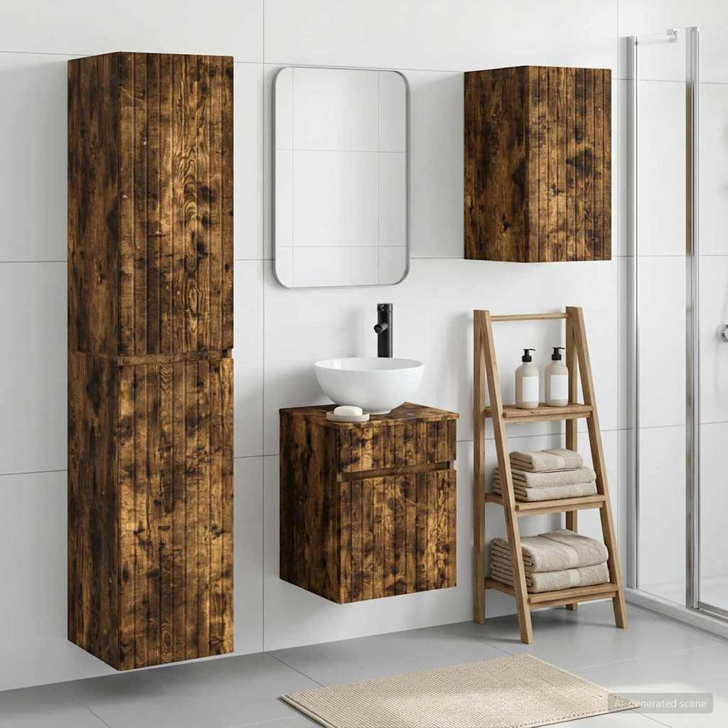 vidaXL Bathroom Furniture Set 3 pcs Smoked Oak 33 x 34.5 x 160 cm 1