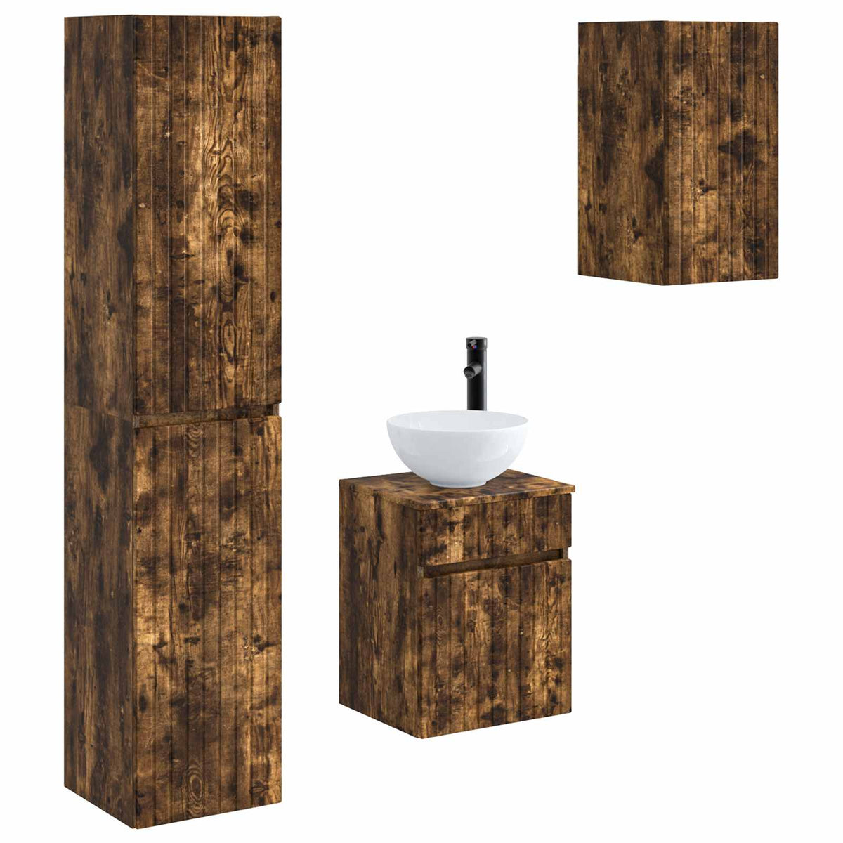 vidaXL Bathroom Furniture Set 3 pcs Smoked Oak 33 x 34.5 x 160 cm 2
