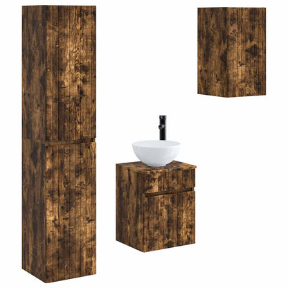 vidaXL Bathroom Furniture Set 3 pcs Smoked Oak 33 x 34.5 x 160 cm 2