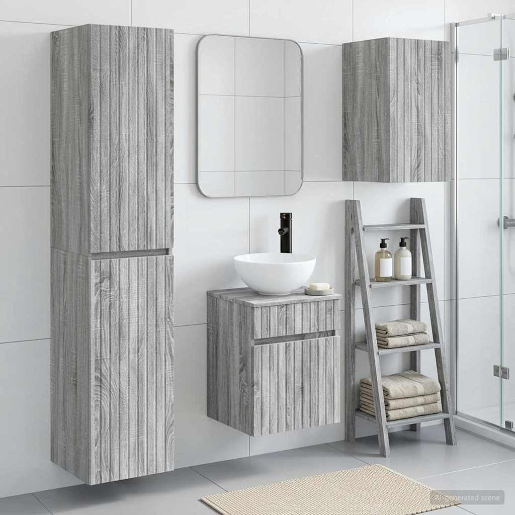 vidaXL Bathroom Furniture Set 3 pcs Grey Sonoma 33 x 34.5 x 160 cm 1