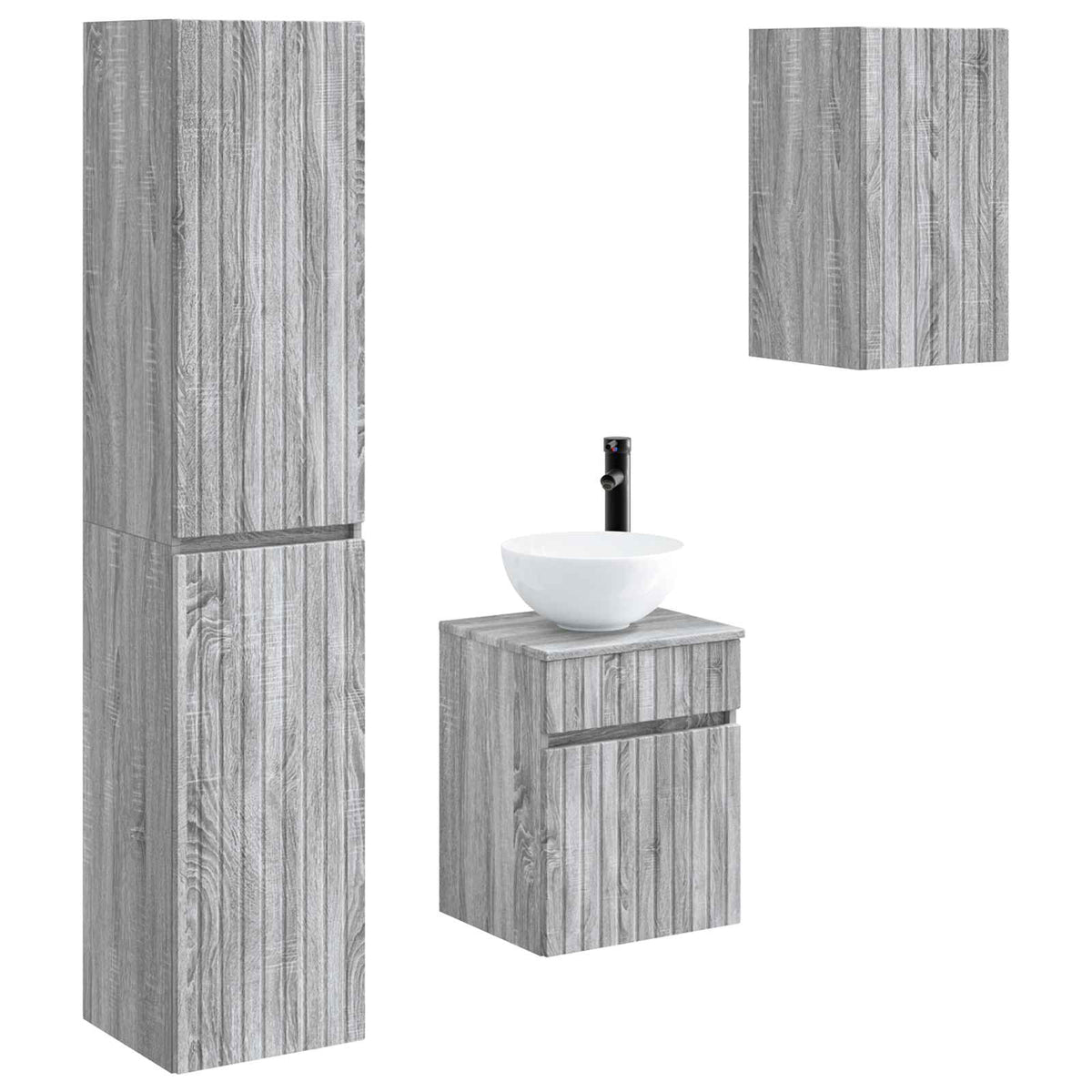 vidaXL Bathroom Furniture Set 3 pcs Grey Sonoma 33 x 34.5 x 160 cm 2