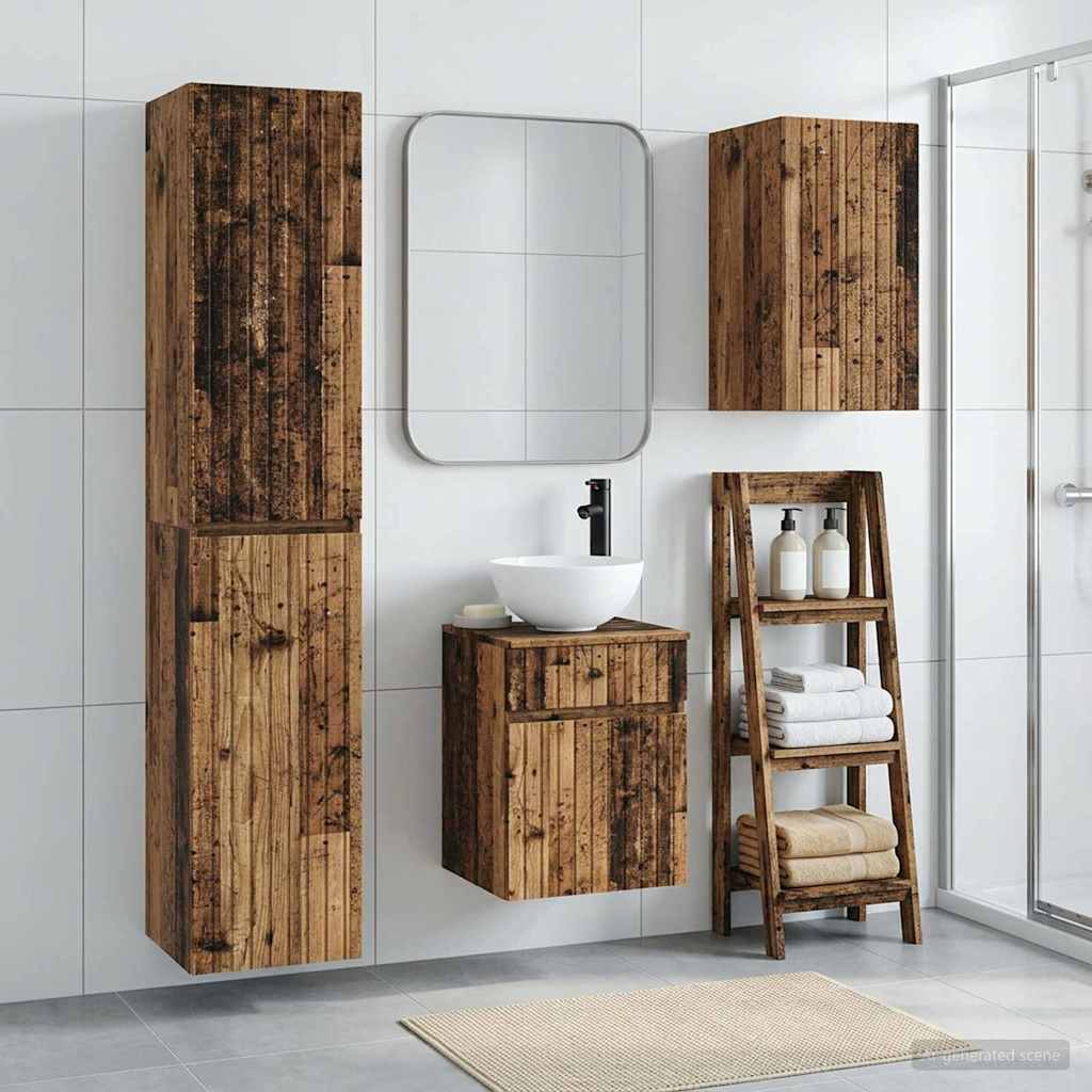 vidaXL Bathroom Furniture Set 3 pcs Old Wood 33 x 34.5 x 160 cm 1