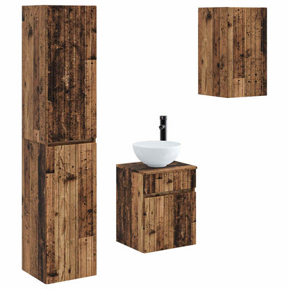vidaXL Bathroom Furniture Set 3 pcs Old Wood 33 x 34.5 x 160 cm 2