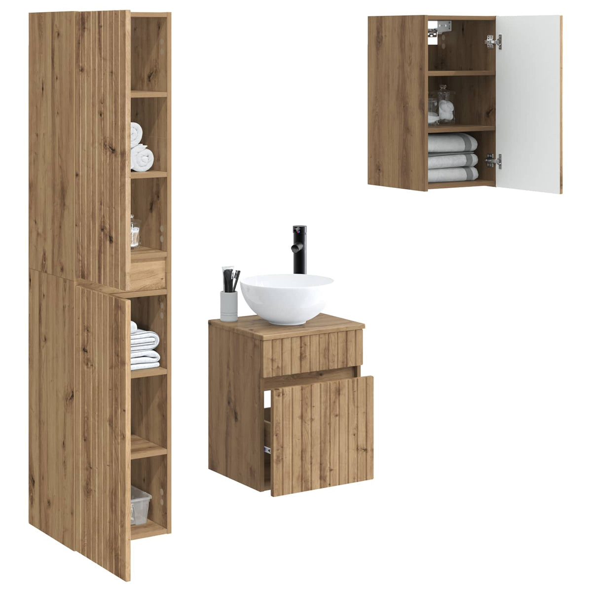 vidaXL Bathroom Furniture Set 3 pcs Artisan Oak 33 x 34.5 x 160 cm 3