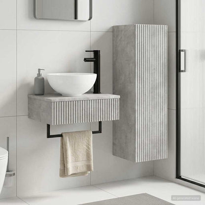 Bathroom Cabinet Set 2 pcs 33 x 34.5 x 100 cm Concrete grey