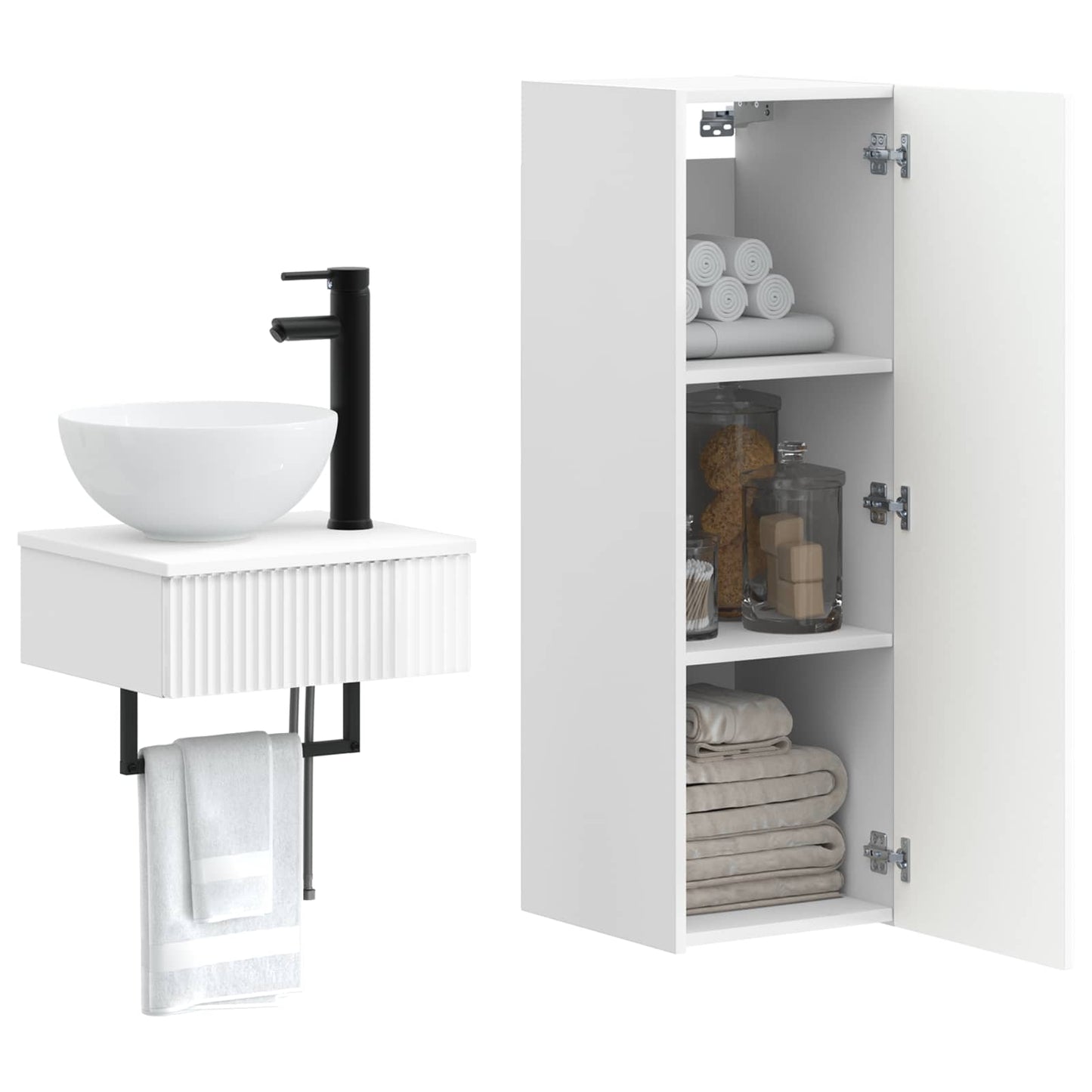 vidaXL Bathroom Furniture Set 2 pcs High Gloss White 3