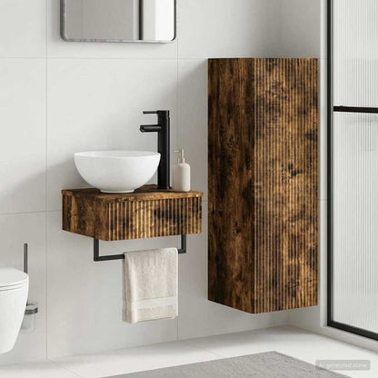 Bathroom Cabinet Set 2 pcs 33 x 34.5 x 100 cm Smoked oak
