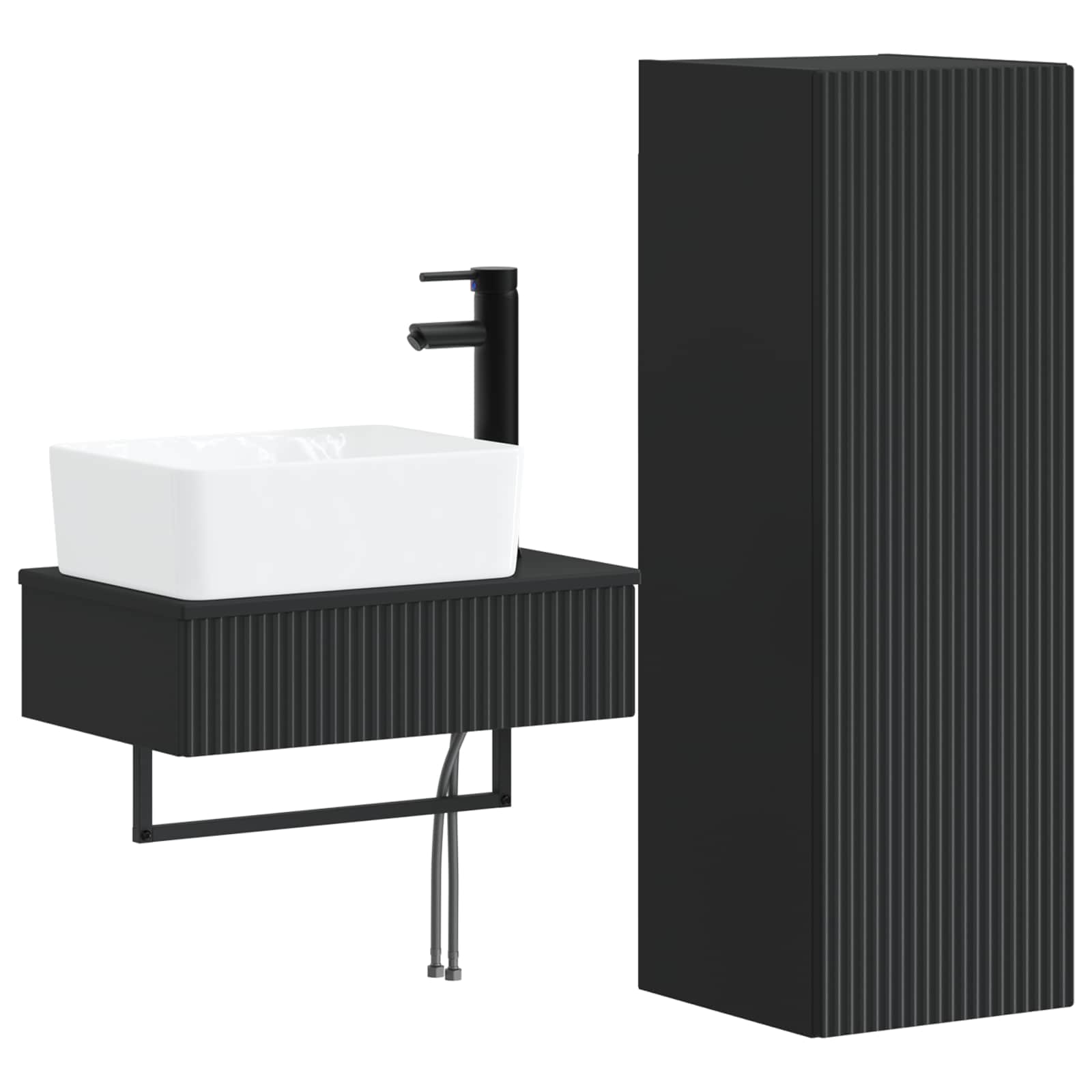 vidaXL Bathroom Furniture Set 2 pcs Black 33 x 34.5 x 100 cm 2