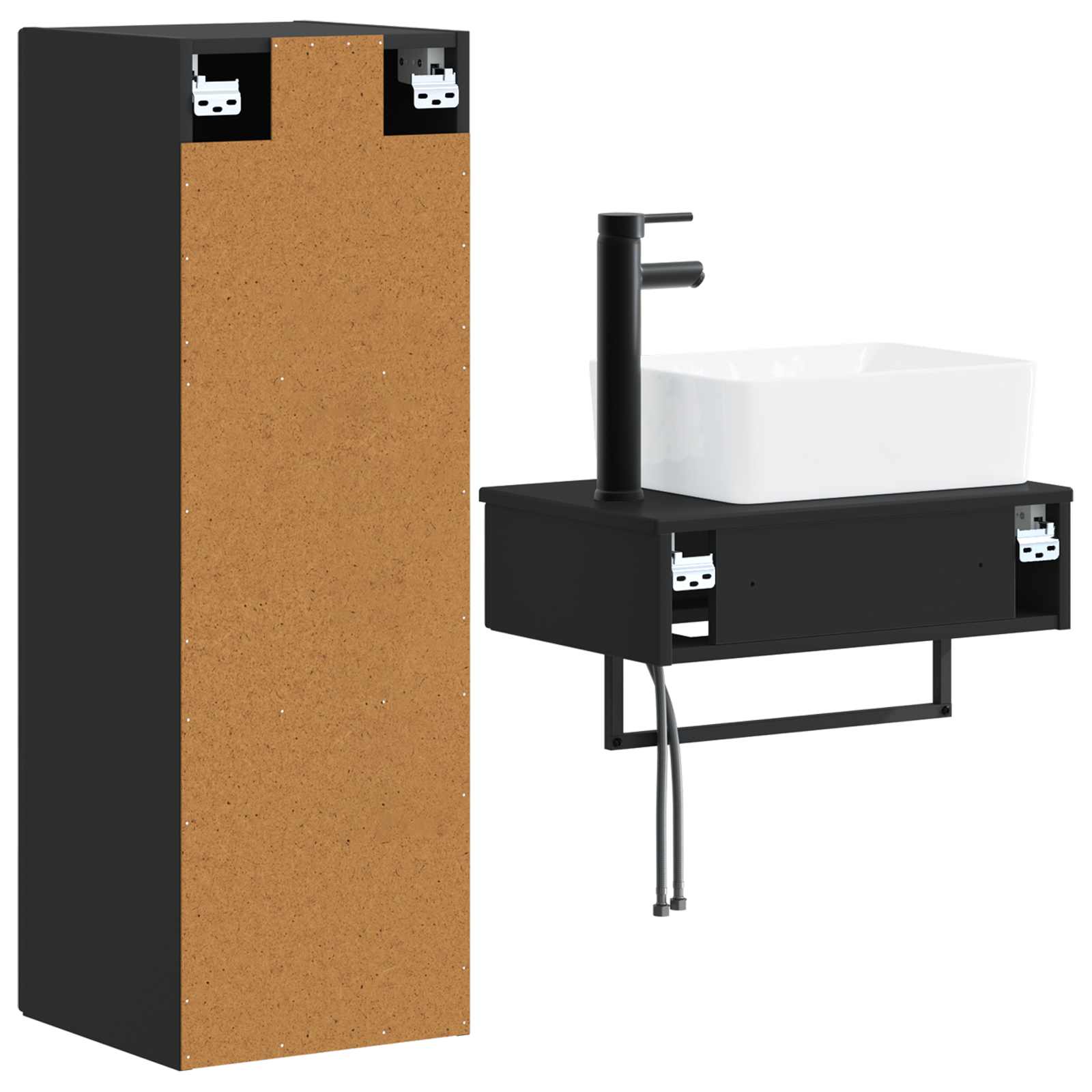 vidaXL Bathroom Furniture Set 2 pcs Black 33 x 34.5 x 100 cm 5