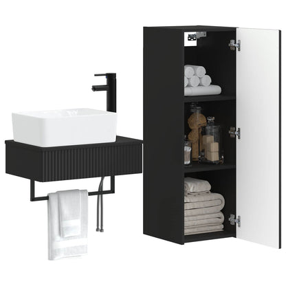 vidaXL Bathroom Furniture Set 2 pcs Black 33 x 34.5 x 100 cm 3