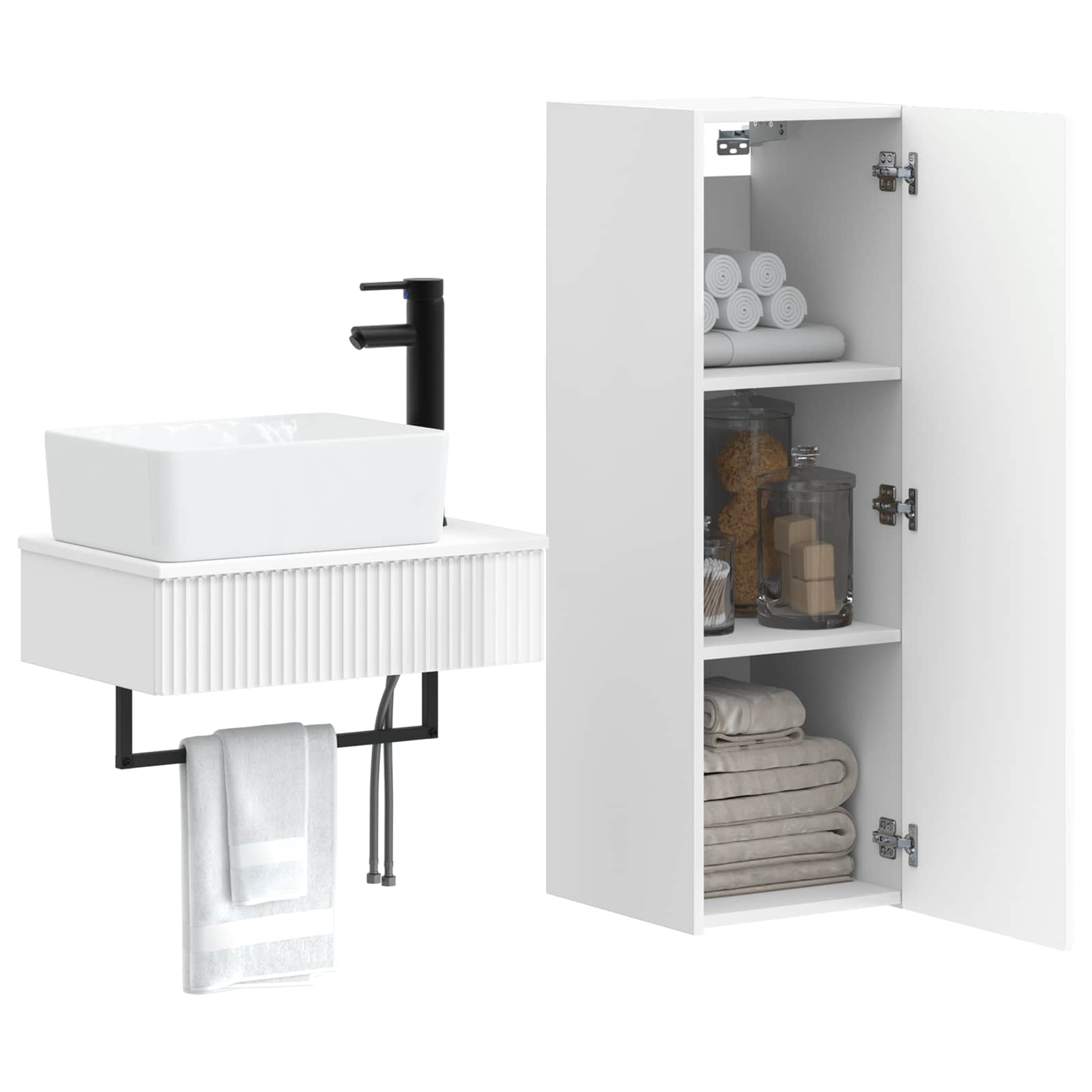 vidaXL Bathroom Furniture Set 2 pcs High Gloss White 3