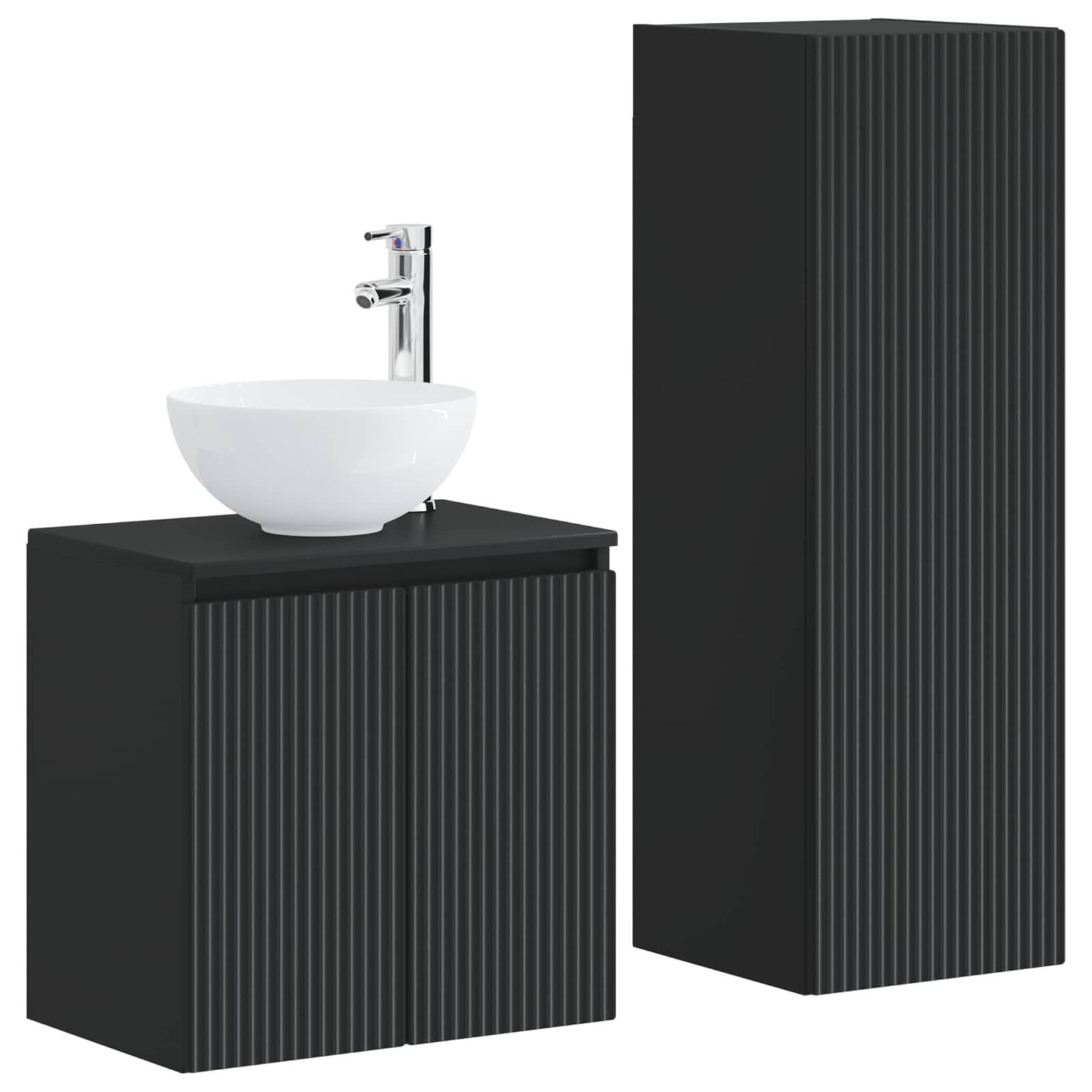 vidaXL Bathroom Furniture Set 2 pcs Black 33 x 34.5 x 100 cm 2