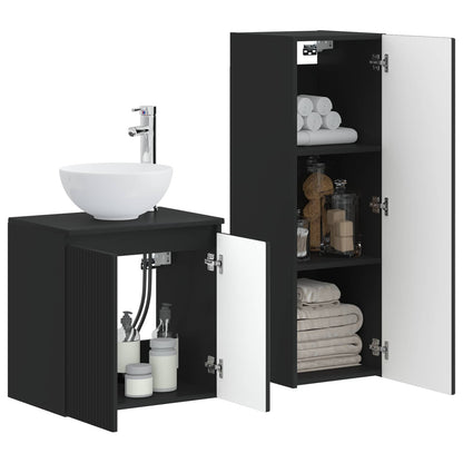 vidaXL Bathroom Furniture Set 2 pcs Black 33 x 34.5 x 100 cm 3