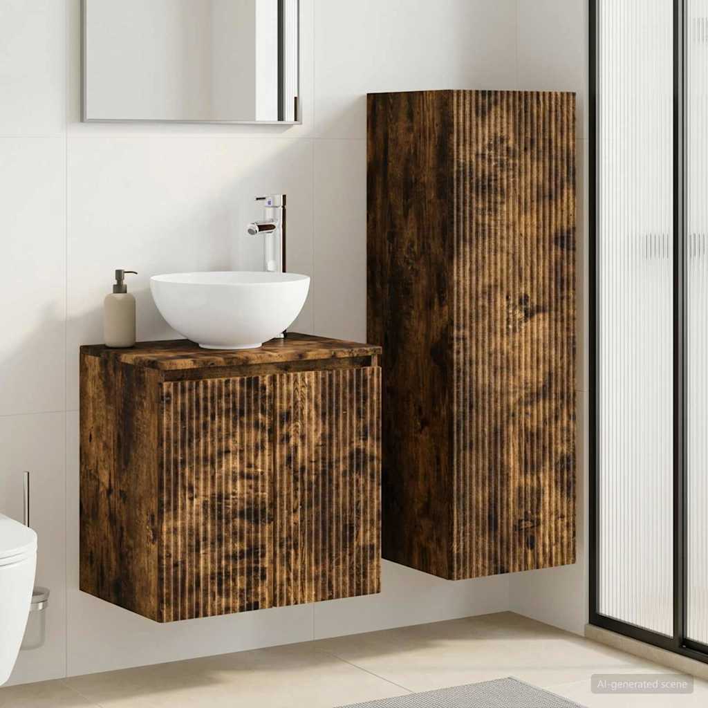 vidaXL Bathroom Furniture Set 2 pcs Smoked Oak 33 x 34.5 x 100 cm 1