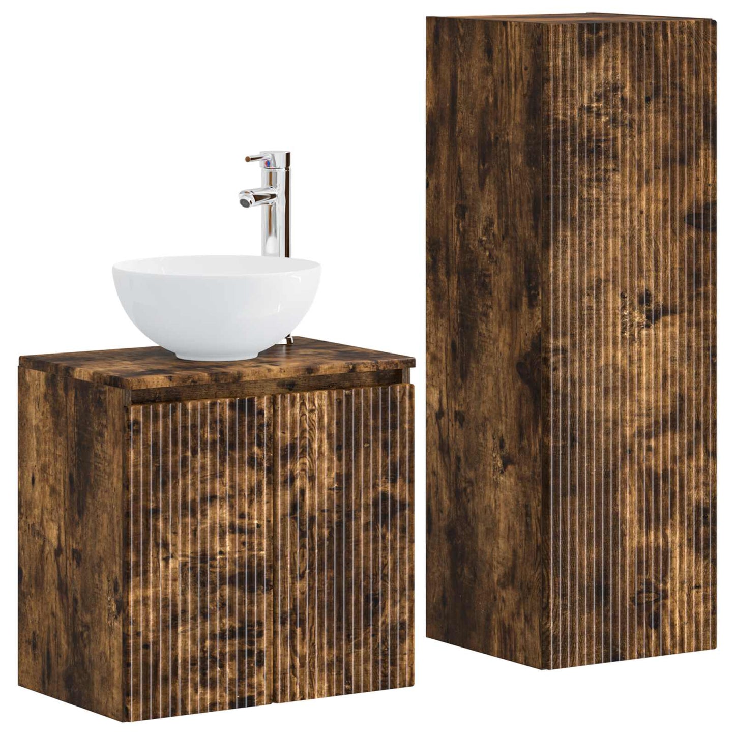 vidaXL Bathroom Furniture Set 2 pcs Smoked Oak 33 x 34.5 x 100 cm 2
