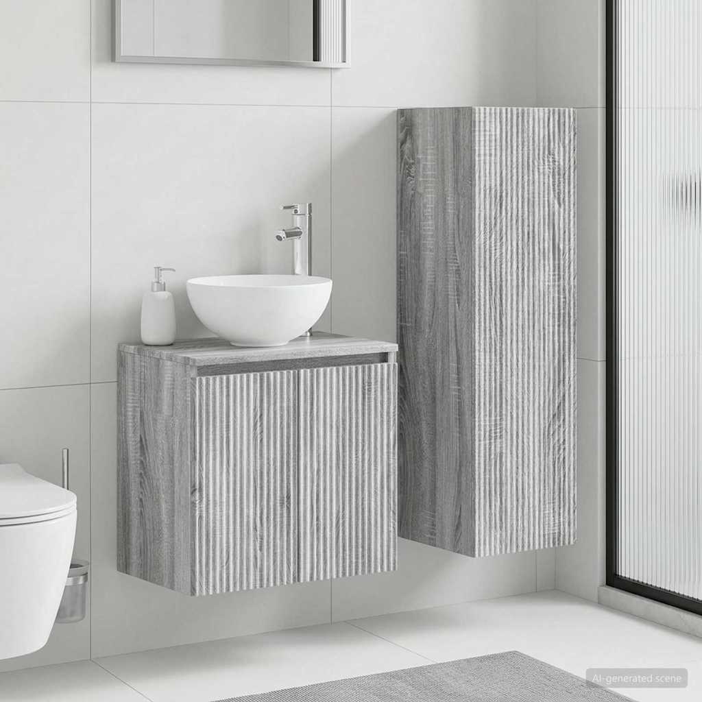 vidaXL Bathroom Furniture Set 2 pcs Grey Sonoma 33 x 34.5 x 100 cm 1
