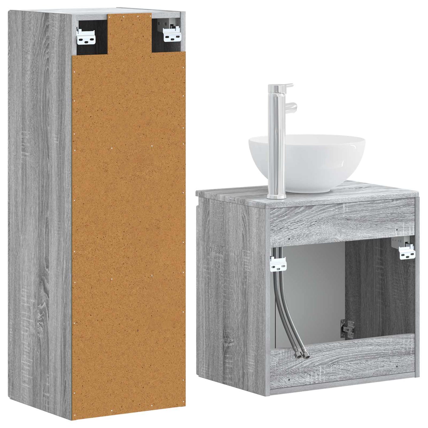 vidaXL Bathroom Furniture Set 2 pcs Grey Sonoma 33 x 34.5 x 100 cm 5