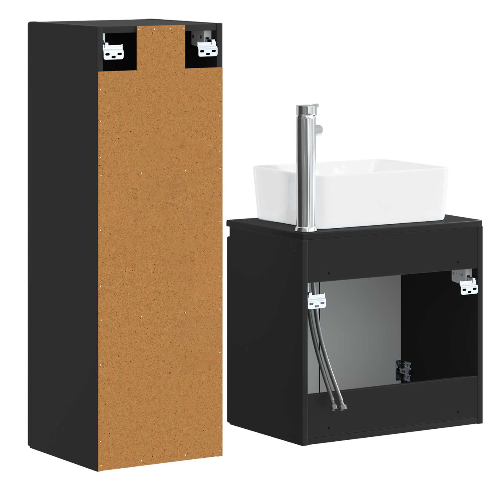 vidaXL Bathroom Furniture Set 2 pcs Black 33 x 34.5 x 100 cm 5