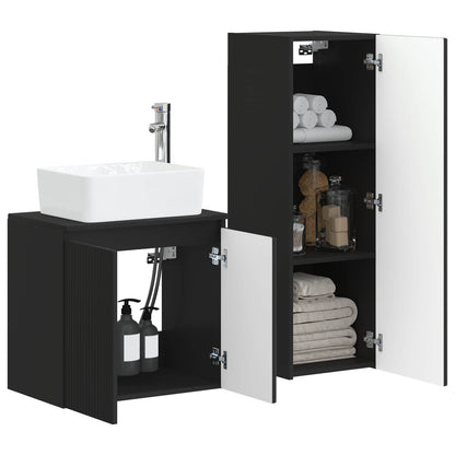 vidaXL Bathroom Furniture Set 2 pcs Black 33 x 34.5 x 100 cm 3