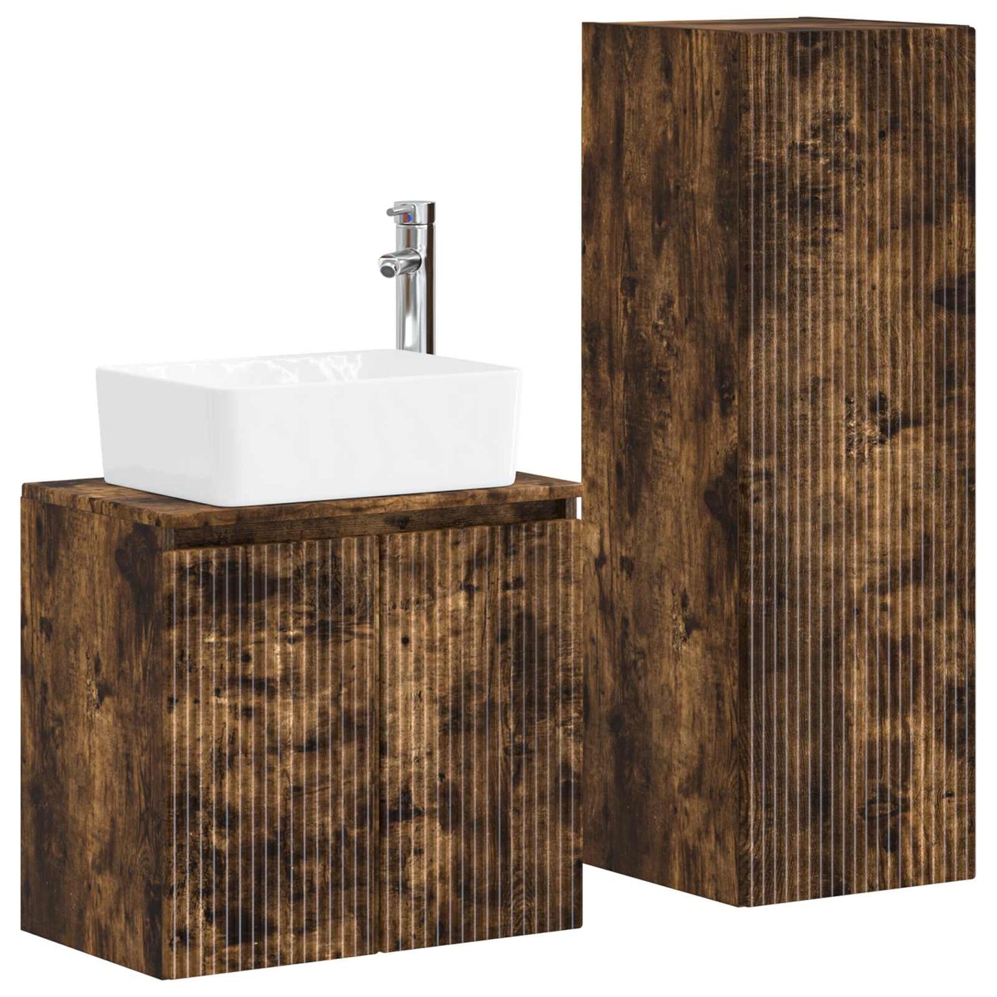 vidaXL Bathroom Furniture Set 2 pcs Smoked Oak 33 x 34.5 x 100 cm 2