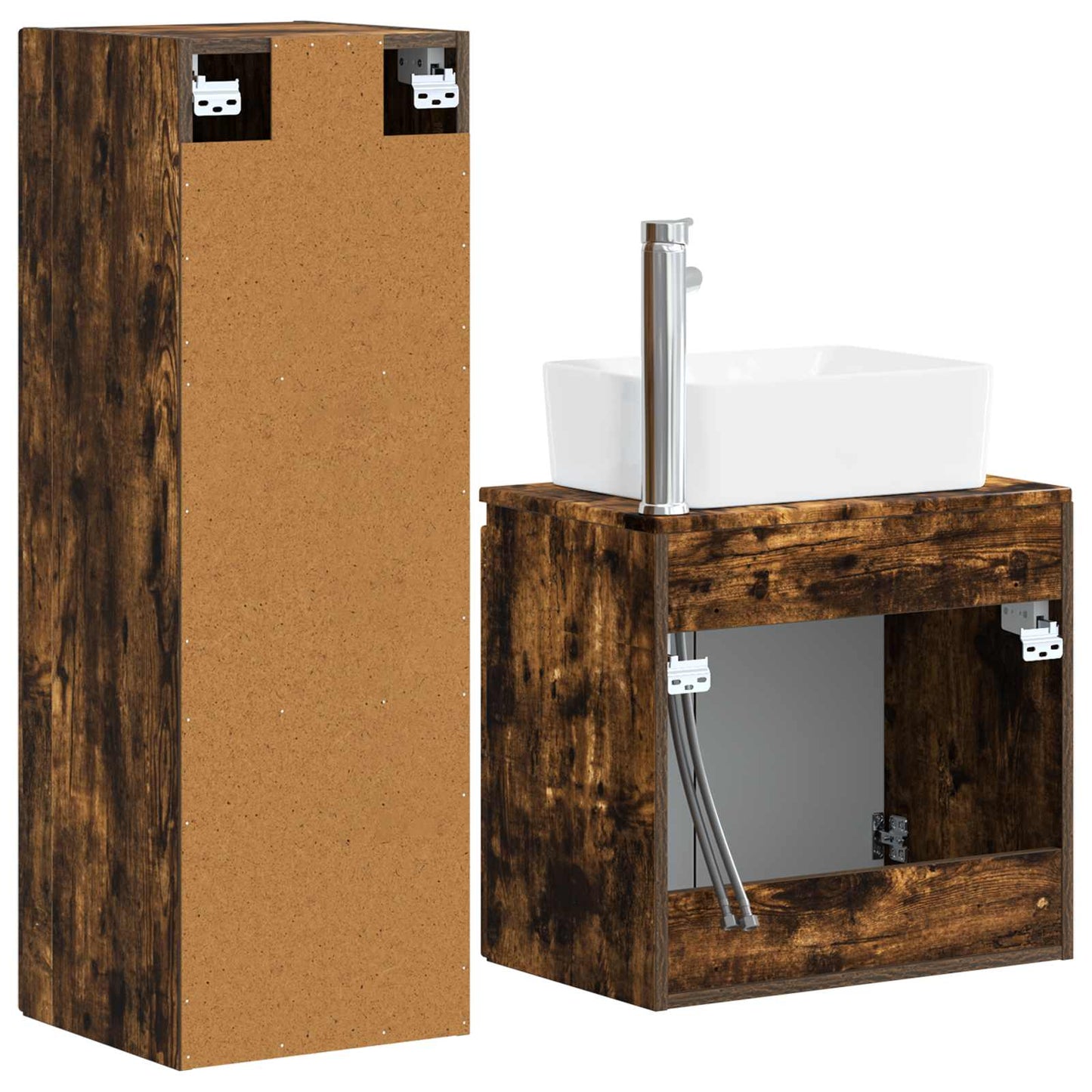 vidaXL Bathroom Furniture Set 2 pcs Smoked Oak 33 x 34.5 x 100 cm 5