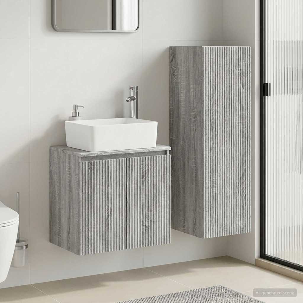 vidaXL Bathroom Furniture Set 2 pcs Grey Sonoma 33 x 34.5 x 100 cm 1