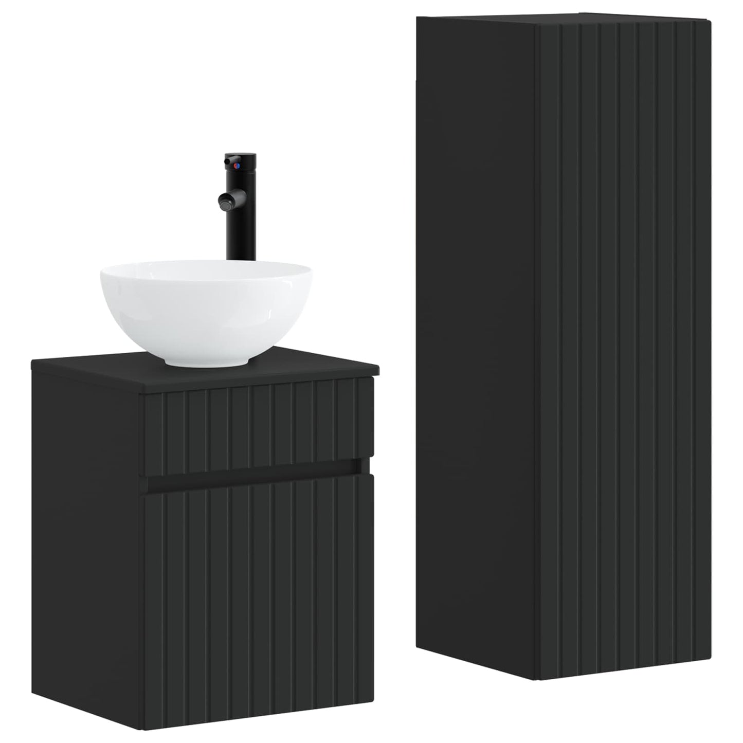 vidaXL Bathroom Furniture Set 2 pcs Black 33 x 34.5 x 100 cm 2
