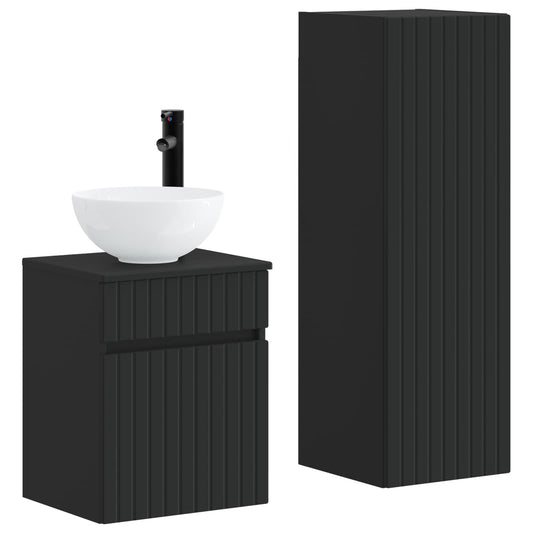 vidaXL Bathroom Furniture Set 2 pcs Black 33 x 34.5 x 100 cm 2