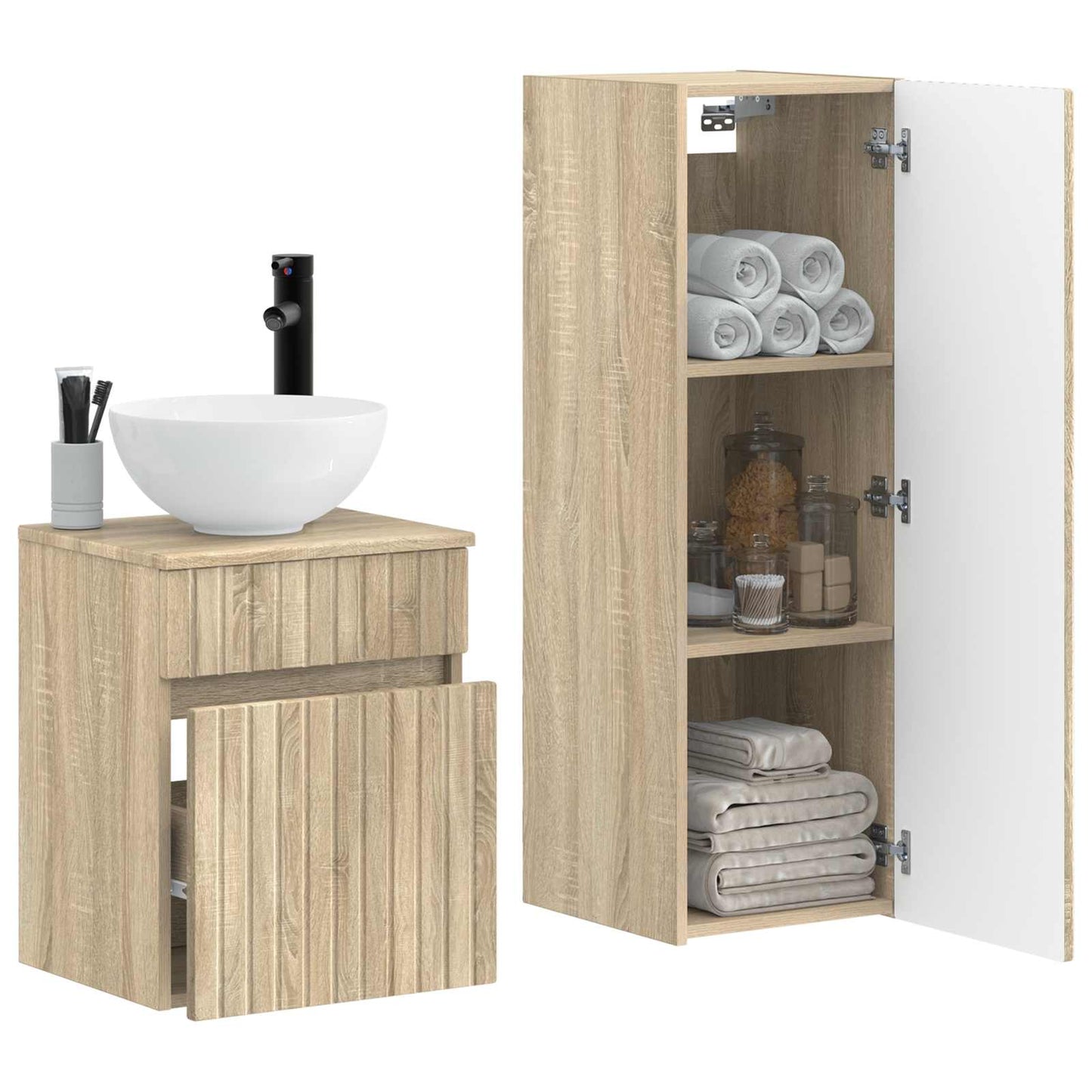 vidaXL Bathroom Furniture Set 2 pcs Sonoma Oak 33 x 34.5 x 100 cm 3